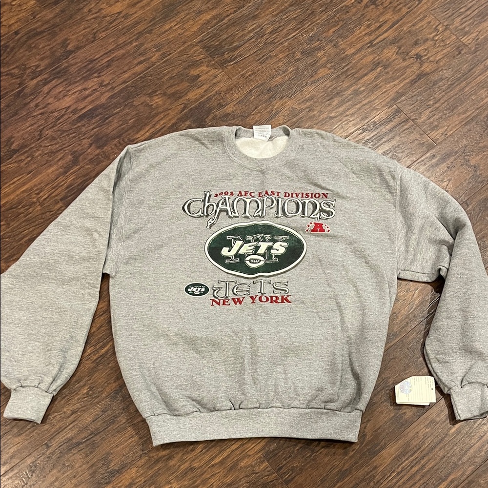 Champion Gray New York Jets Crewneck Sweater